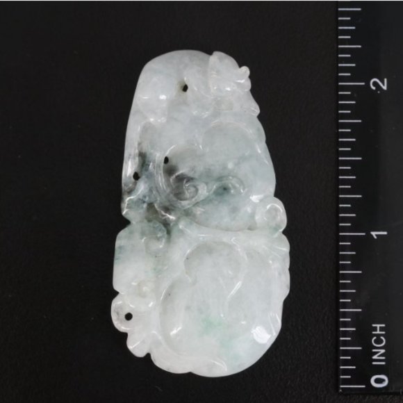 14K Gold Carved Jadeite and Mother-of-Pearl Pendants - Picture 3 of 8